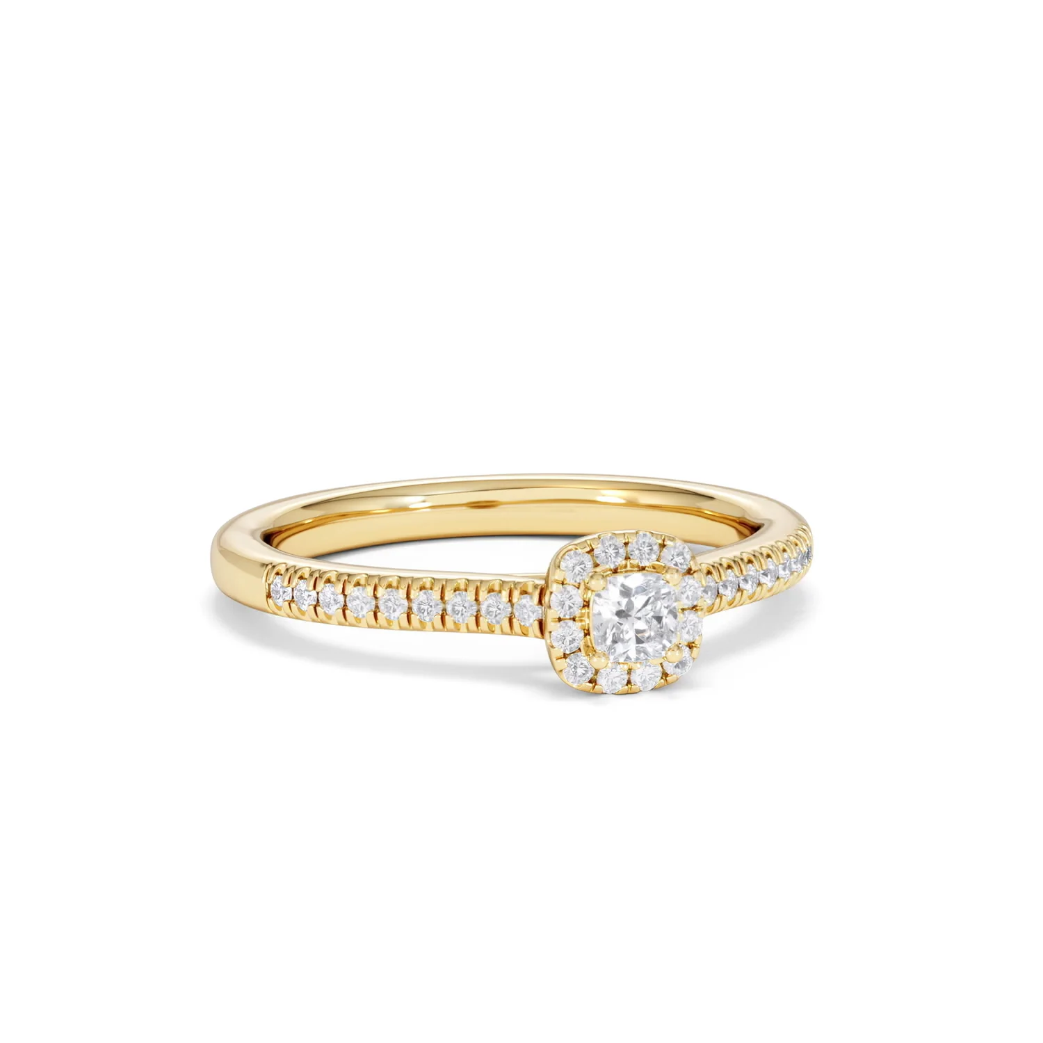 Lumia Cushion Cut Lab Diamond Halo Ring 0.33ct F/VS in 18K Gold Vermeil - Image 14