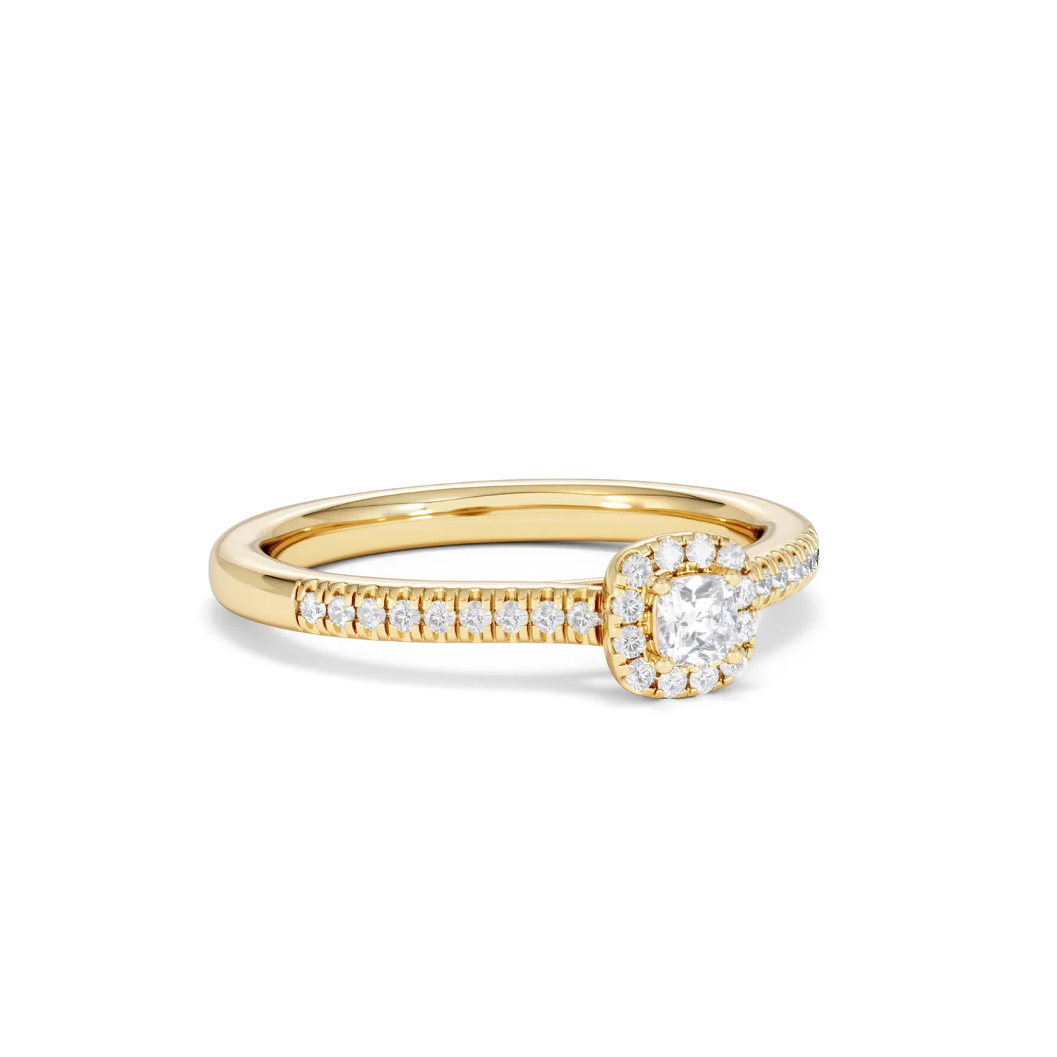Lumia Cushion Cut Lab Diamond Halo Ring 0.33ct F/VS in 18K Gold Vermeil - Image 16