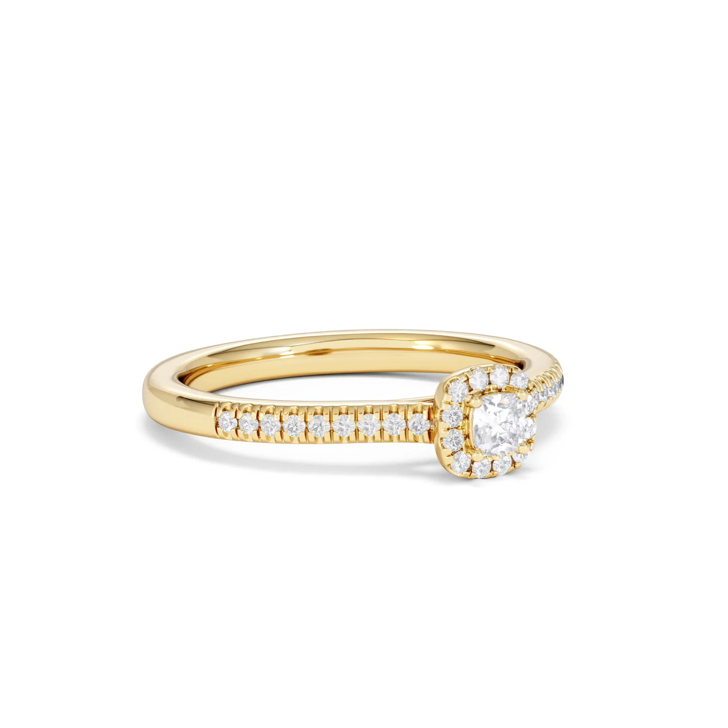 Lumia Cushion Cut Lab Diamond Halo Ring 0.33ct F/VS in 18K Gold Vermeil - Image 17
