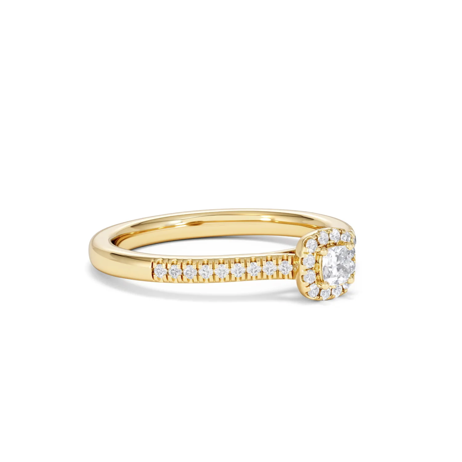 Lumia Cushion Cut Lab Diamond Halo Ring 0.33ct F/VS in 18K Gold Vermeil - Image 19