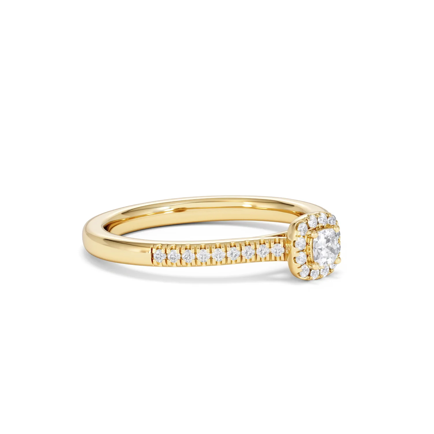 Lumia Cushion Cut Lab Diamond Halo Ring 0.33ct F/VS in 18K Gold Vermeil - Image 20