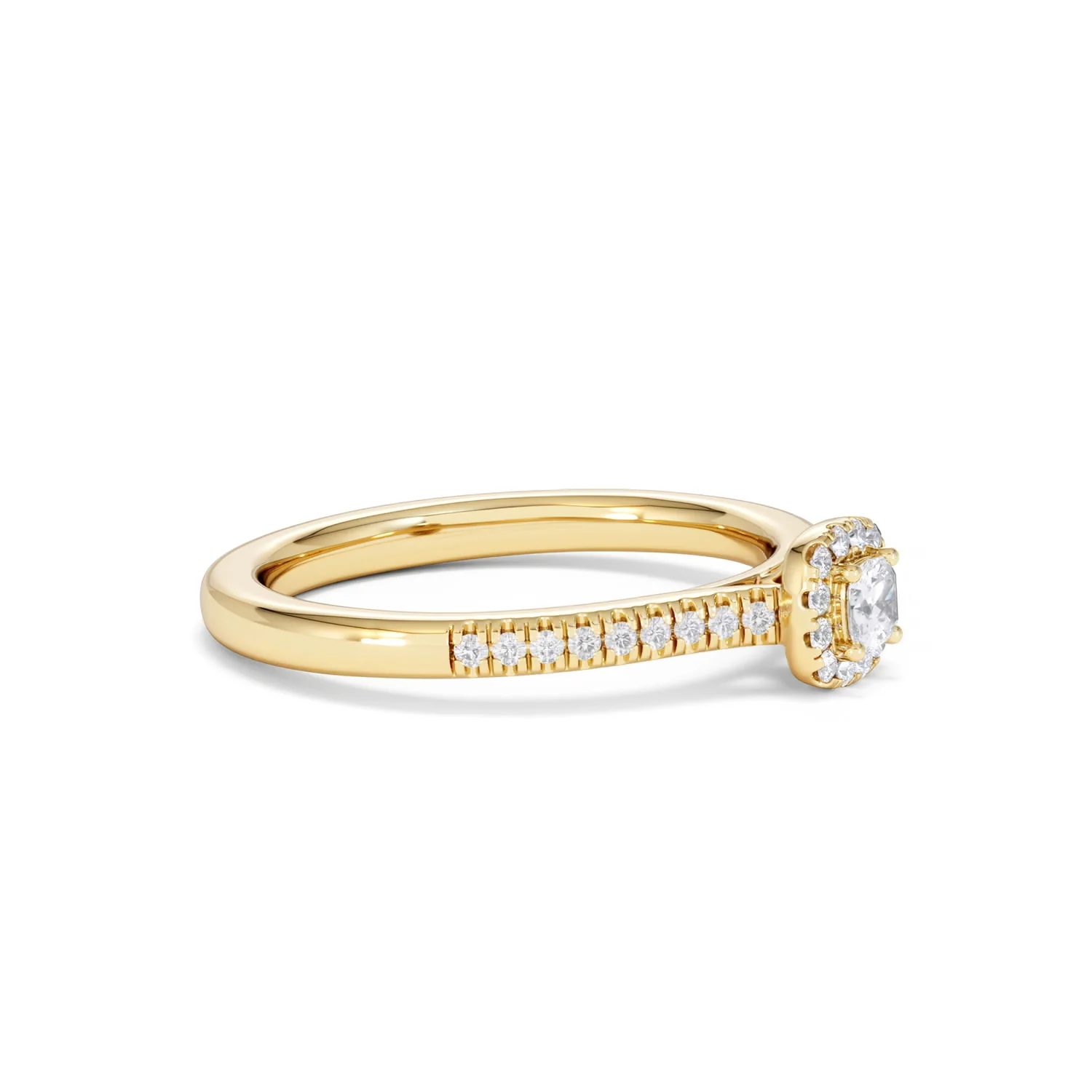 Lumia Cushion Cut Lab Diamond Halo Ring 0.33ct F/VS in 18K Gold Vermeil - Image 23