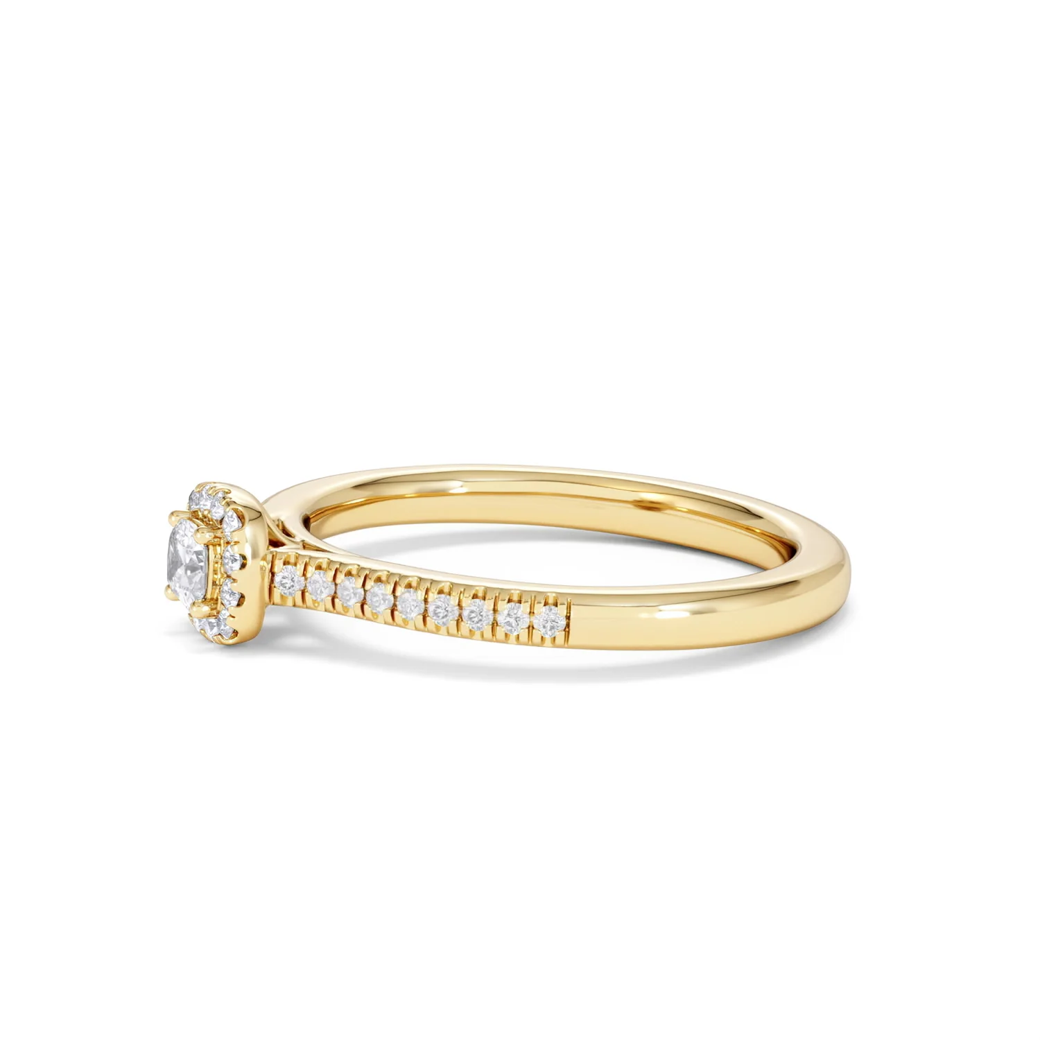 Lumia Cushion Cut Lab Diamond Halo Ring 0.33ct F/VS in 18K Gold Vermeil - Image 75
