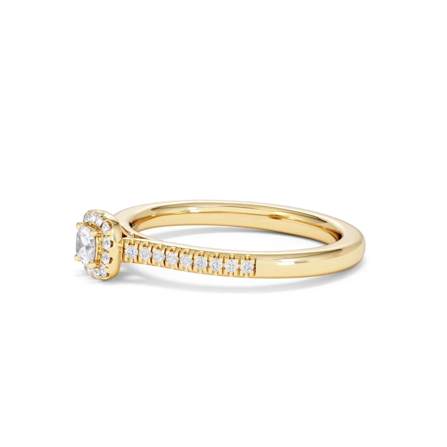 Lumia Cushion Cut Lab Diamond Halo Ring 0.33ct F/VS in 18K Gold Vermeil - Image 76