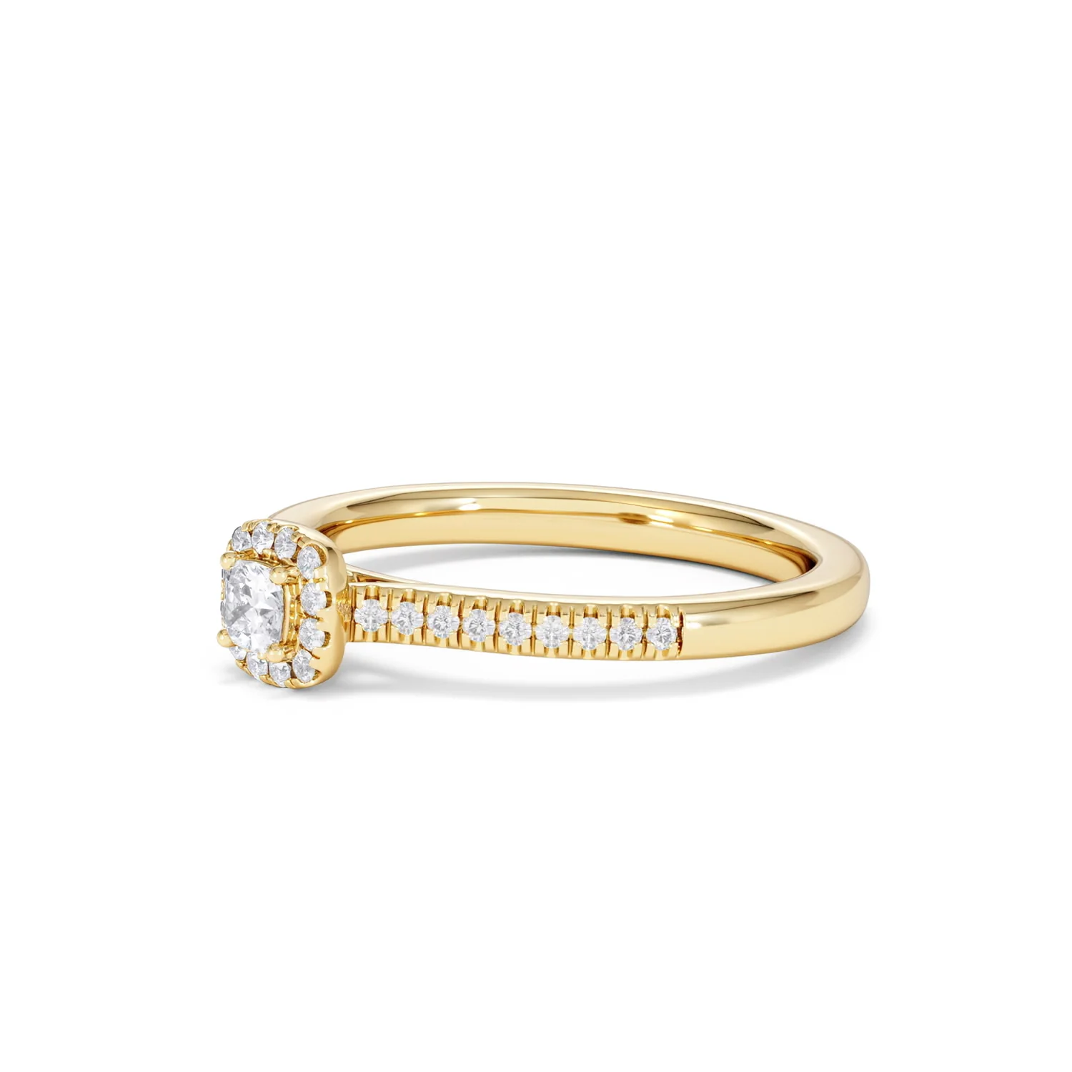 Lumia Cushion Cut Lab Diamond Halo Ring 0.33ct F/VS in 18K Gold Vermeil - Image 79