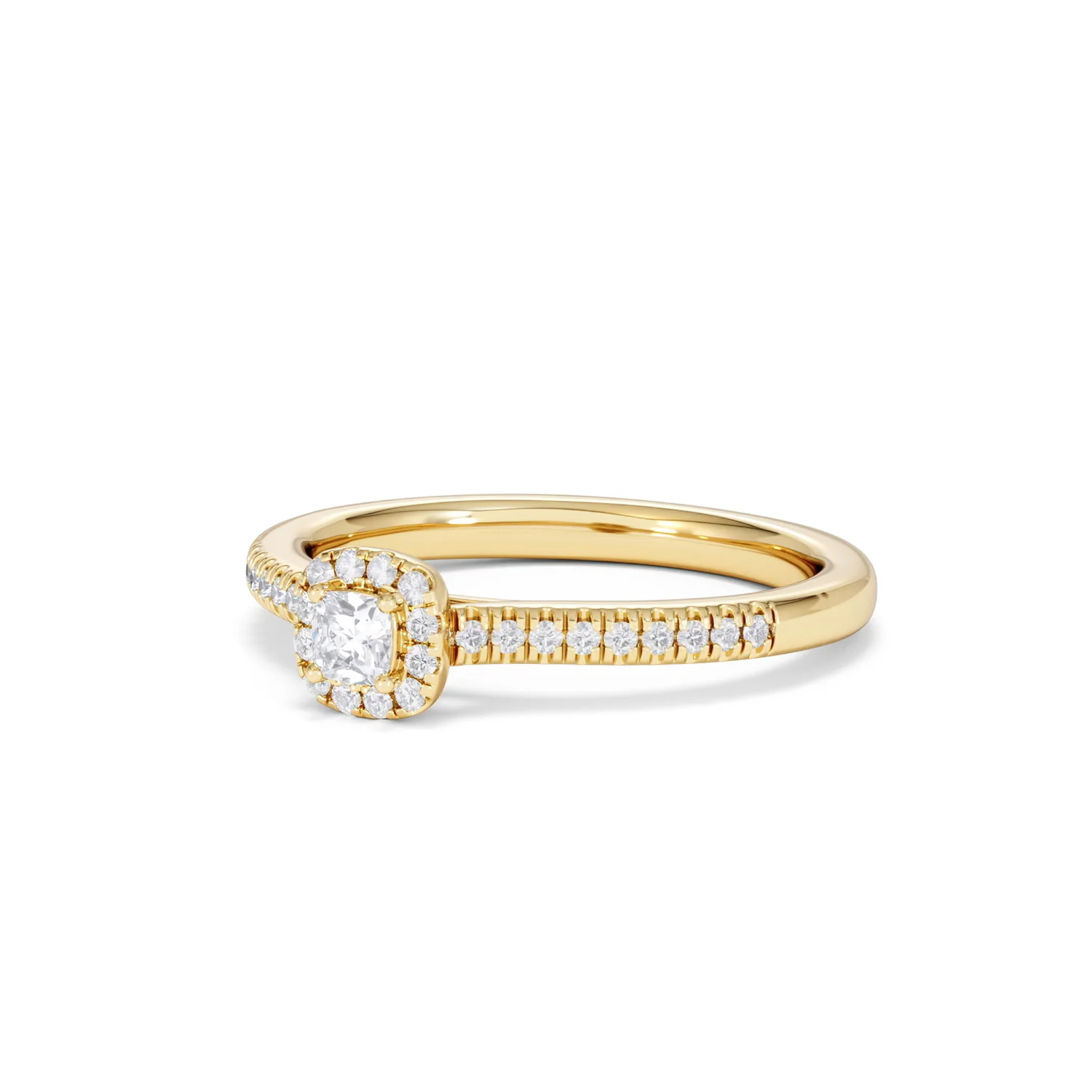 Lumia Cushion Cut Lab Diamond Halo Ring 0.33ct F/VS in 18K Gold Vermeil - Image 83