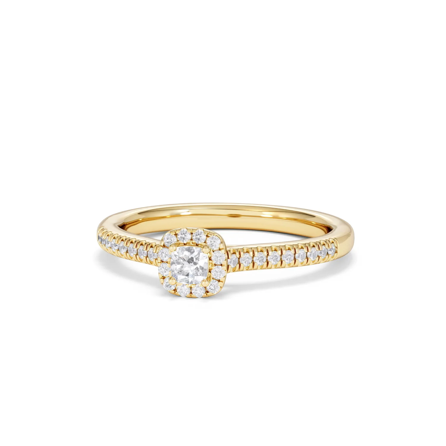 Lumia Cushion Cut Lab Diamond Halo Ring 0.33ct F/VS in 18K Gold Vermeil - Image 87