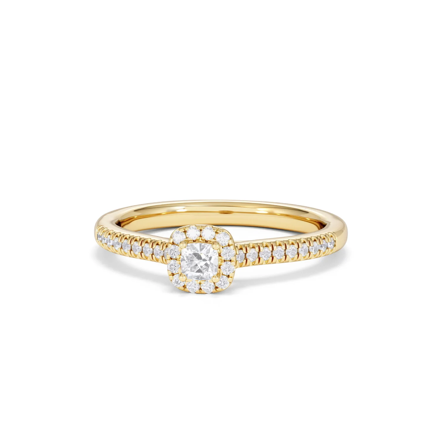 Lumia Cushion Cut Lab Diamond Halo Ring 0.33ct F/VS in 18K Gold Vermeil - Image 88