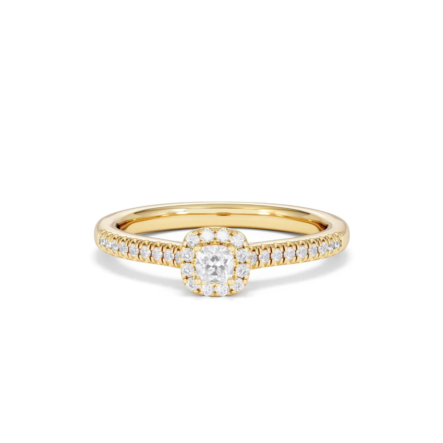 Lumia Cushion Cut Lab Diamond Halo Ring 0.33ct F/VS in 18K Gold Vermeil - Image 89