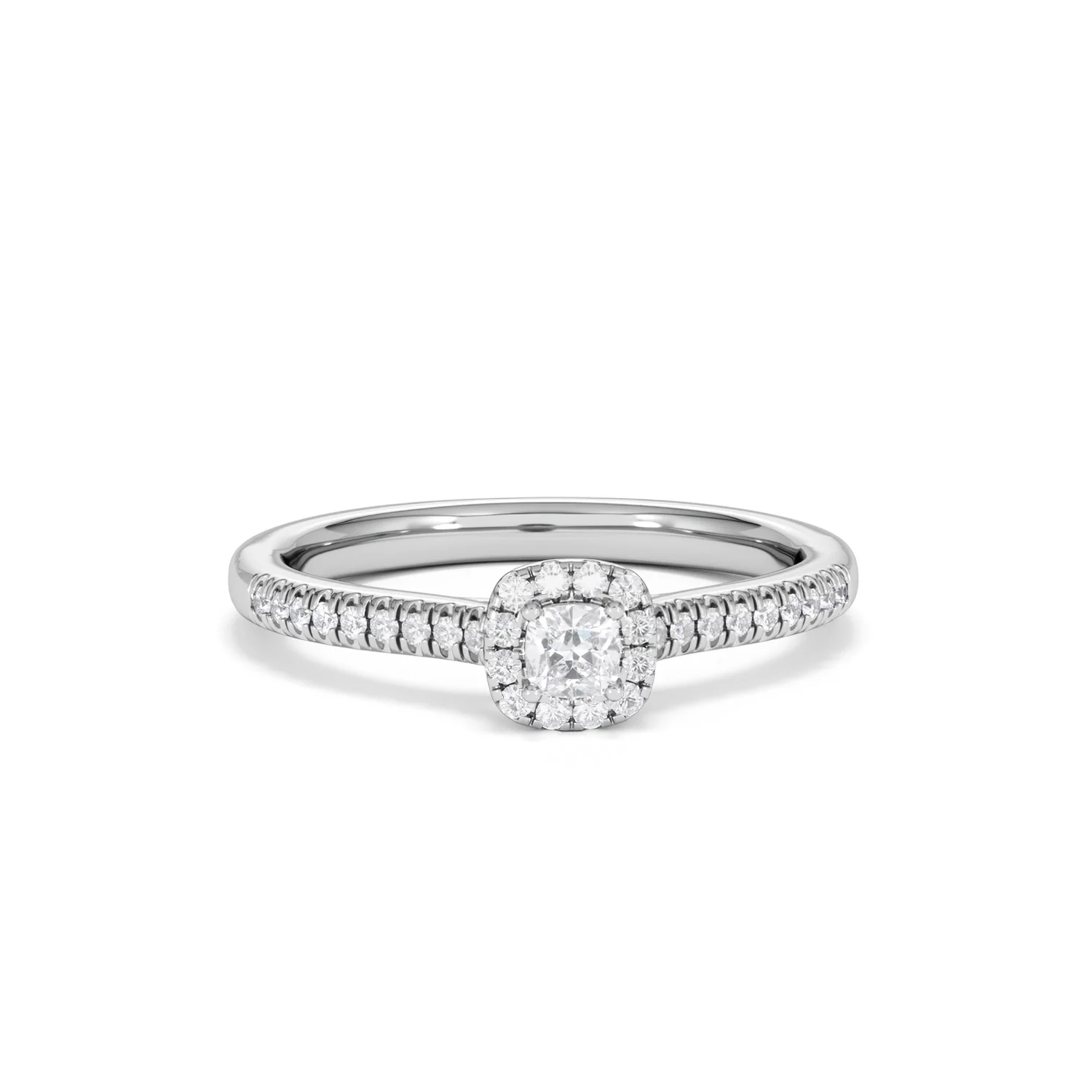 Lumia Cushion Cut Lab Diamond Halo Ring 0.33ct F/VS in 925 Silver - Image 11