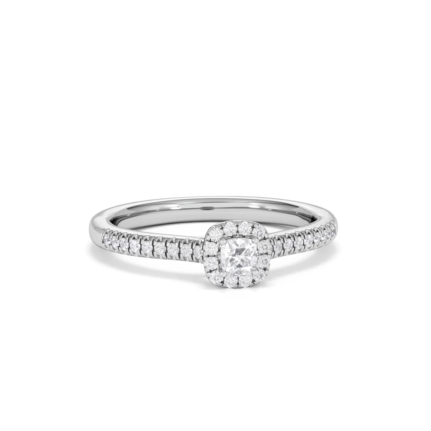 Lumia Cushion Cut Lab Diamond Halo Ring 0.33ct F/VS in 925 Silver - Image 12