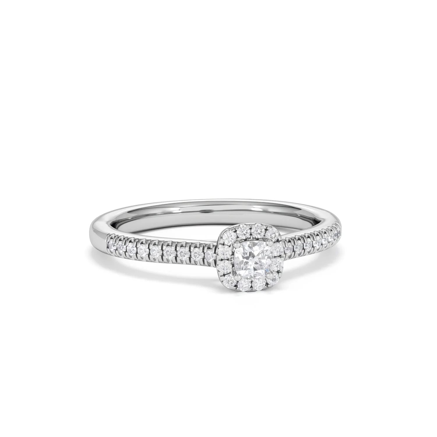 Lumia Cushion Cut Lab Diamond Halo Ring 0.33ct F/VS in 925 Silver - Image 13