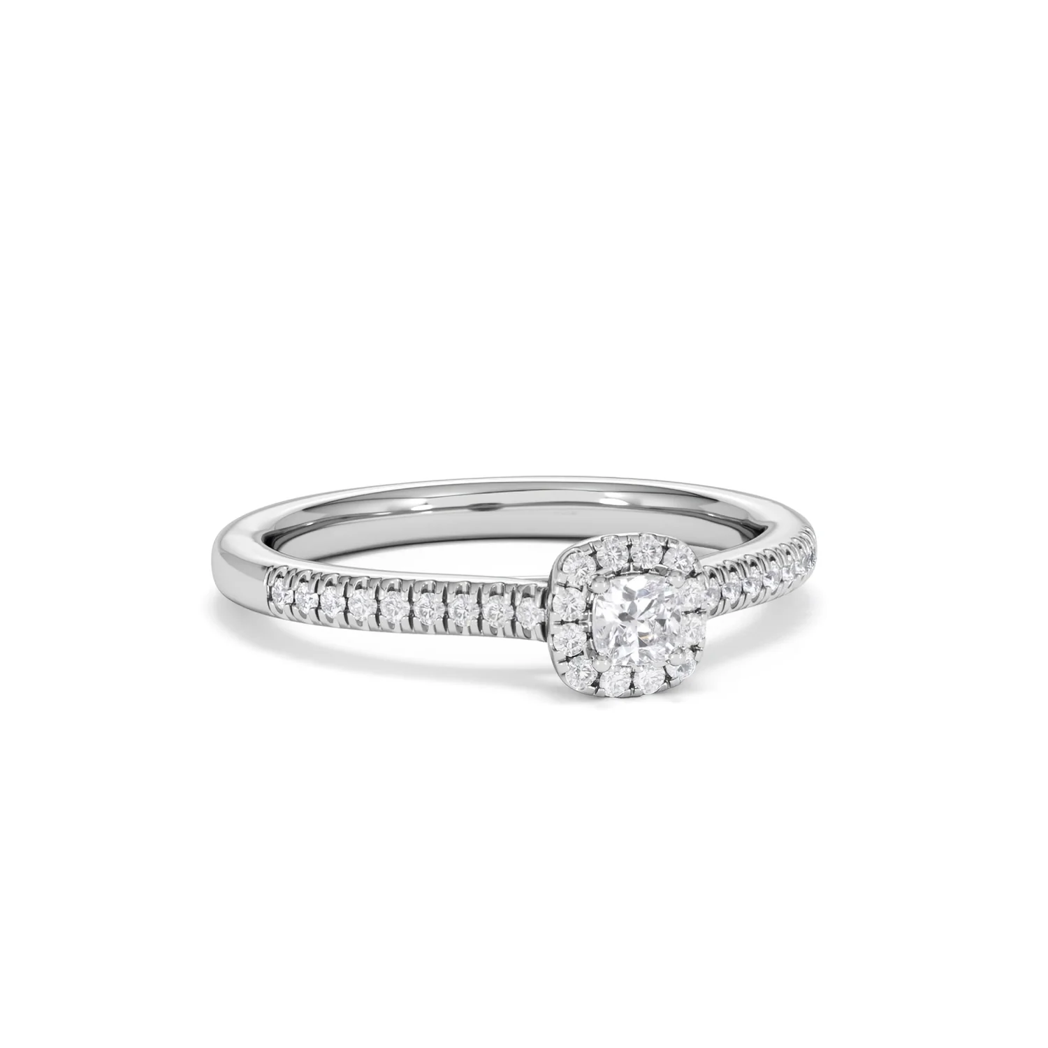 Lumia Cushion Cut Lab Diamond Halo Ring 0.33ct F/VS in 925 Silver - Image 14