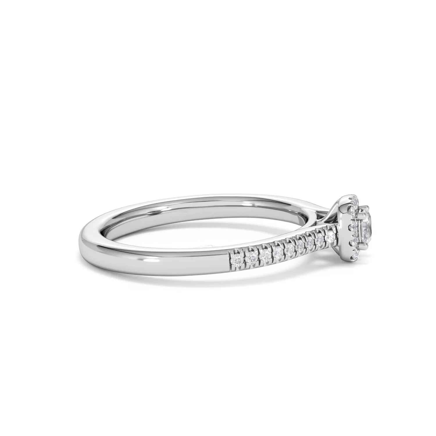 Lumia Cushion Cut Lab Diamond Halo Ring 0.33ct F/VS in 925 Silver - Image 28