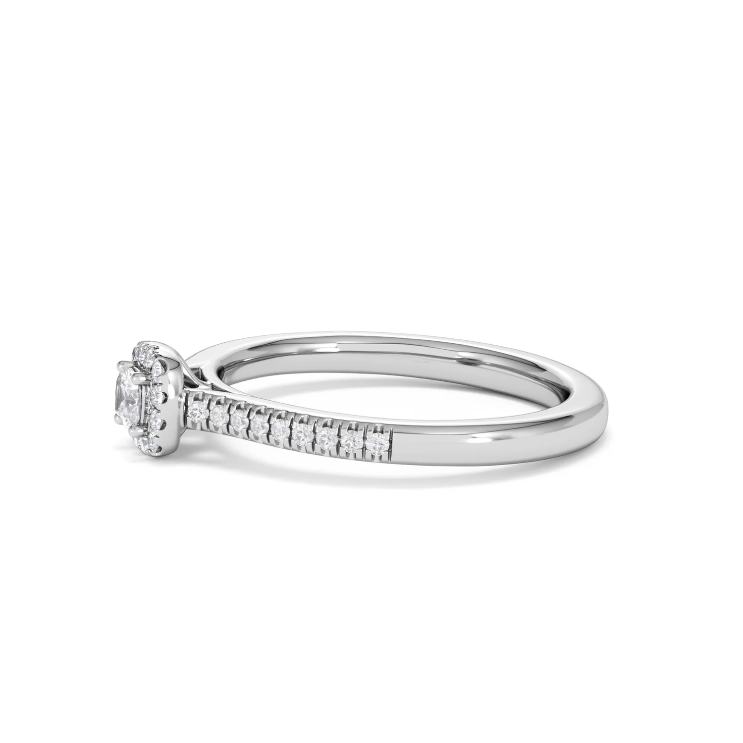Lumia Cushion Cut Lab Diamond Halo Ring 0.33ct F/VS in 925 Silver - Image 74