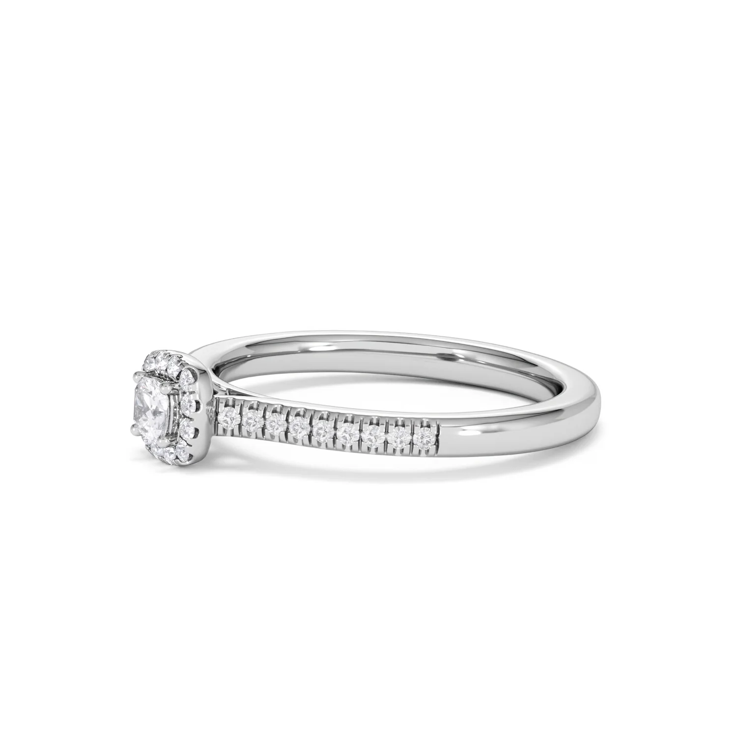 Lumia Cushion Cut Lab Diamond Halo Ring 0.33ct F/VS in 925 Silver - Image 77