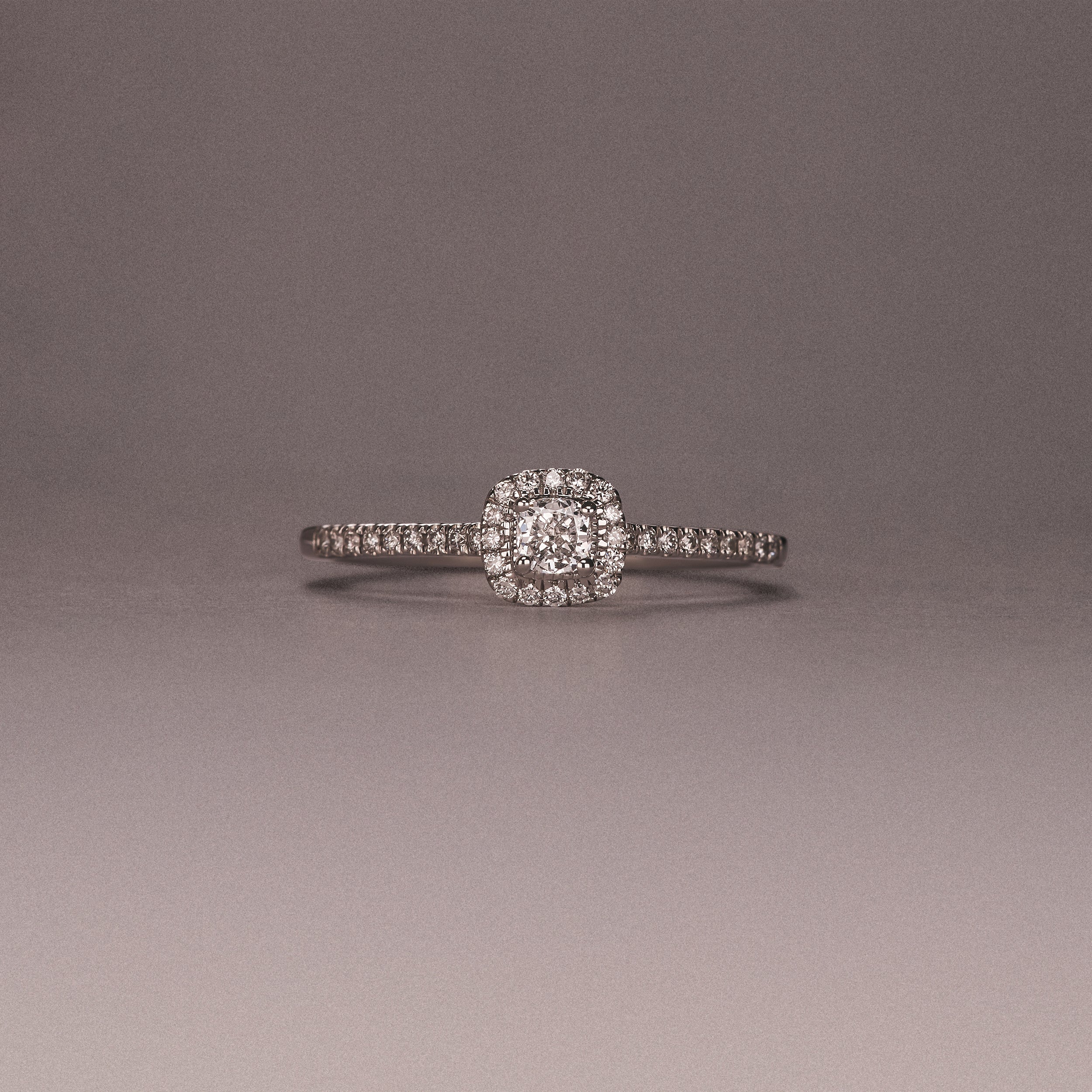 Lumia Cushion Cut Lab Diamond Halo Ring 0.33ct F/VS in 925 Silver - Image 8