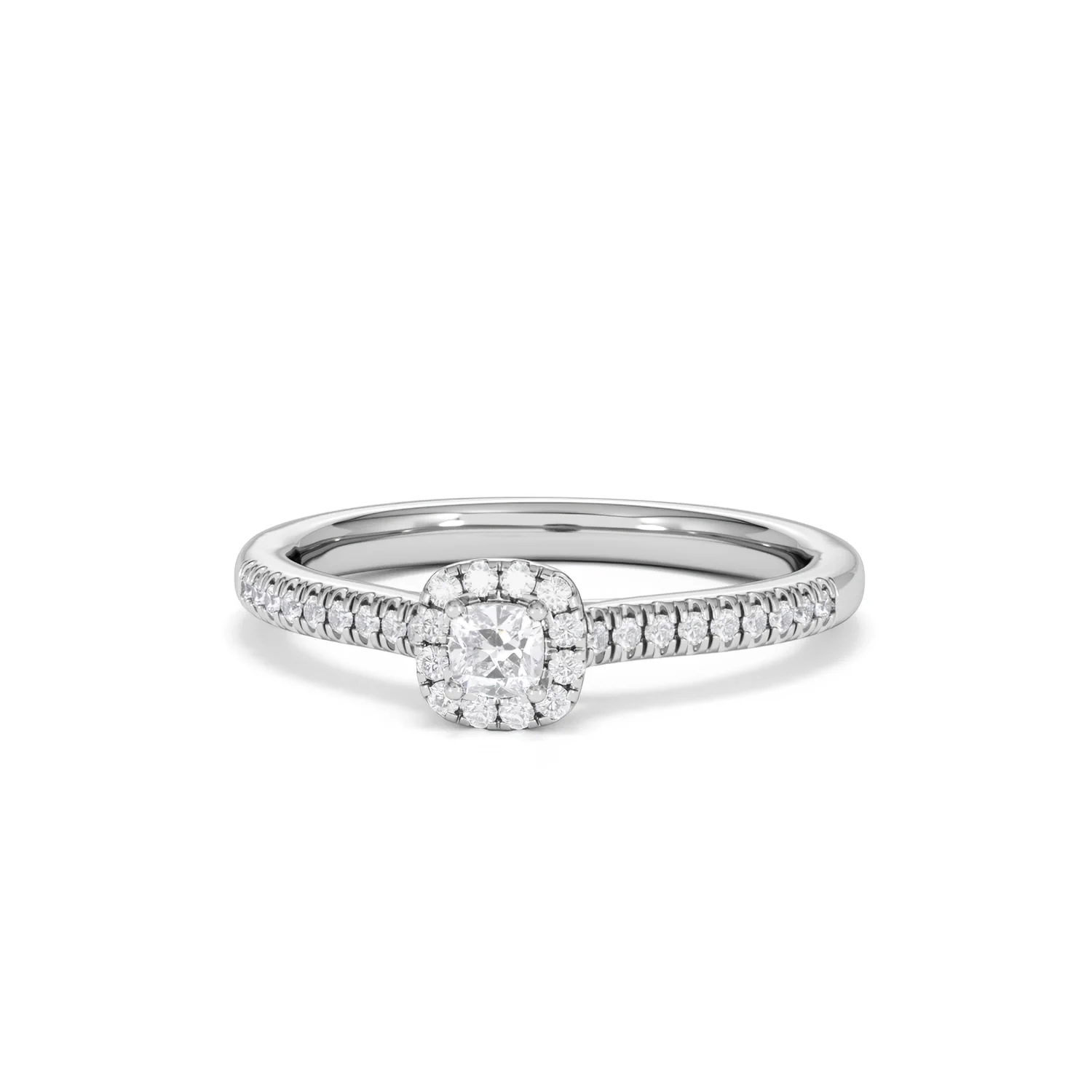 Lumia Cushion Cut Lab Diamond Halo Ring 0.33ct F/VS in 925 Silver - Image 88
