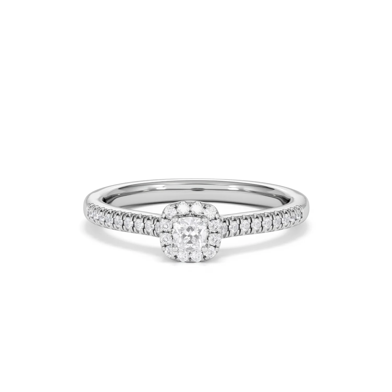 Lumia Cushion Cut Lab Diamond Halo Ring 0.33ct F/VS in 925 Silver - Image 89