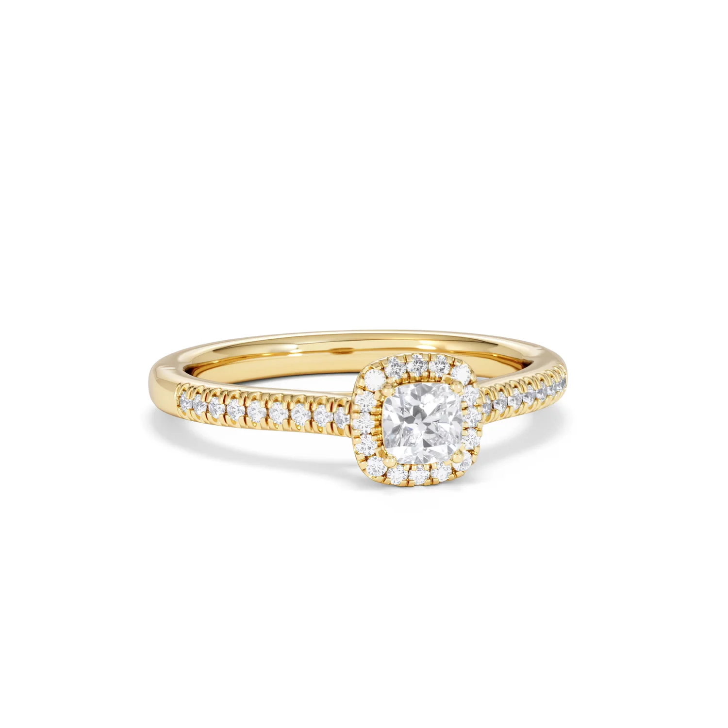 Lumia Cushion Cut Lab Diamond Halo Ring 0.50ct F/VS in 18K Gold Vermeil - Image 11