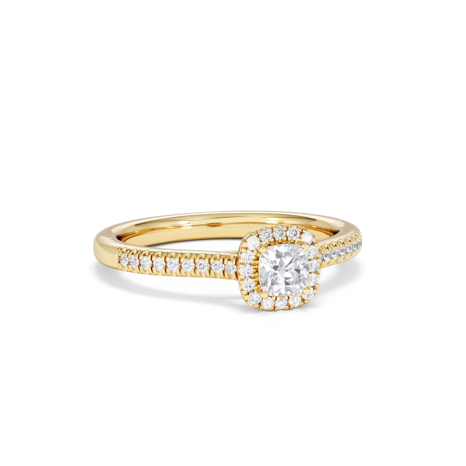 Lumia Cushion Cut Lab Diamond Halo Ring 0.50ct F/VS in 18K Gold Vermeil - Image 12