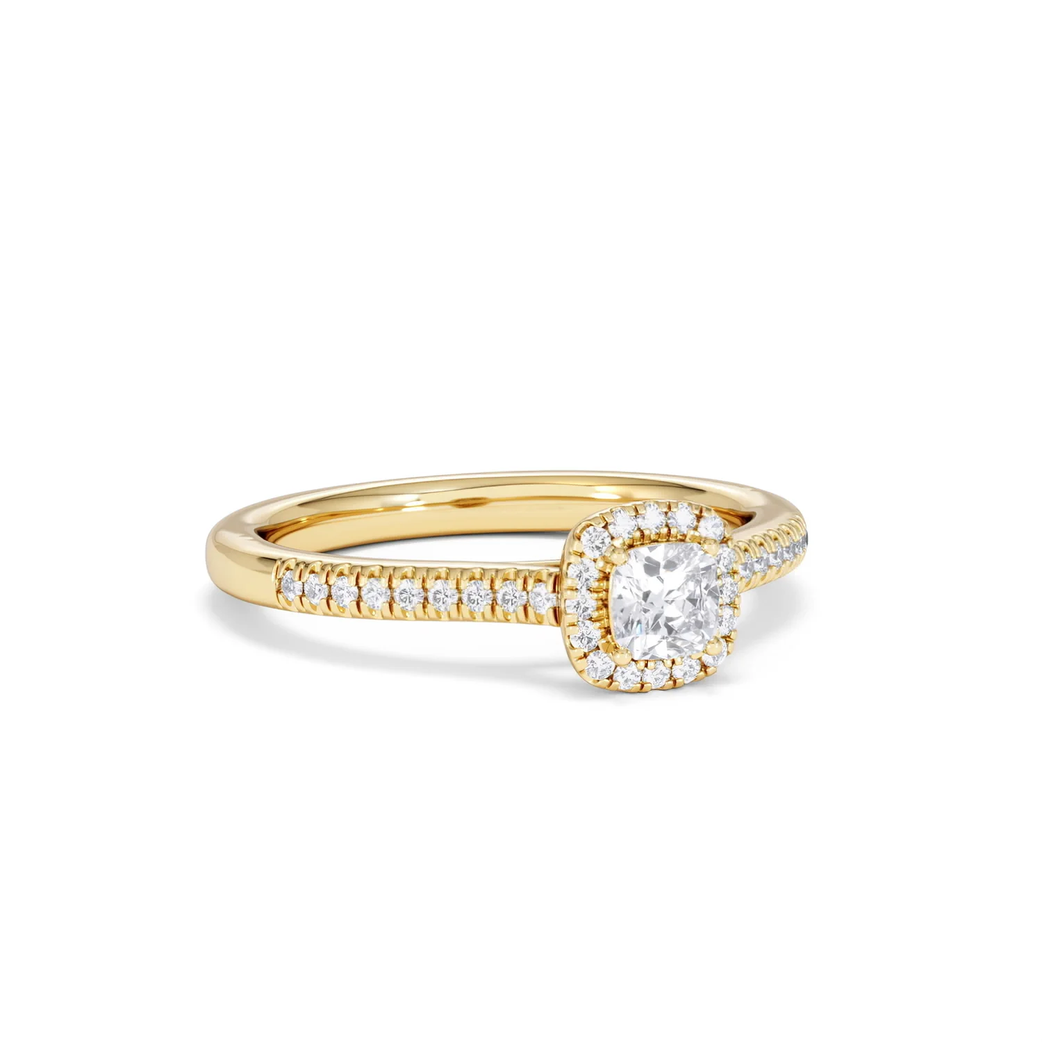 Lumia Cushion Cut Lab Diamond Halo Ring 0.50ct F/VS in 18K Gold Vermeil - Image 13