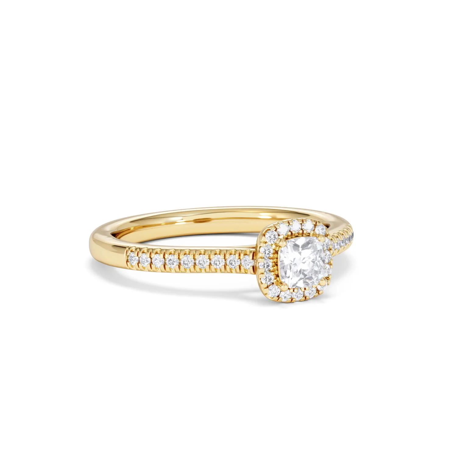 Lumia Cushion Cut Lab Diamond Halo Ring 0.50ct F/VS in 18K Gold Vermeil - Image 14