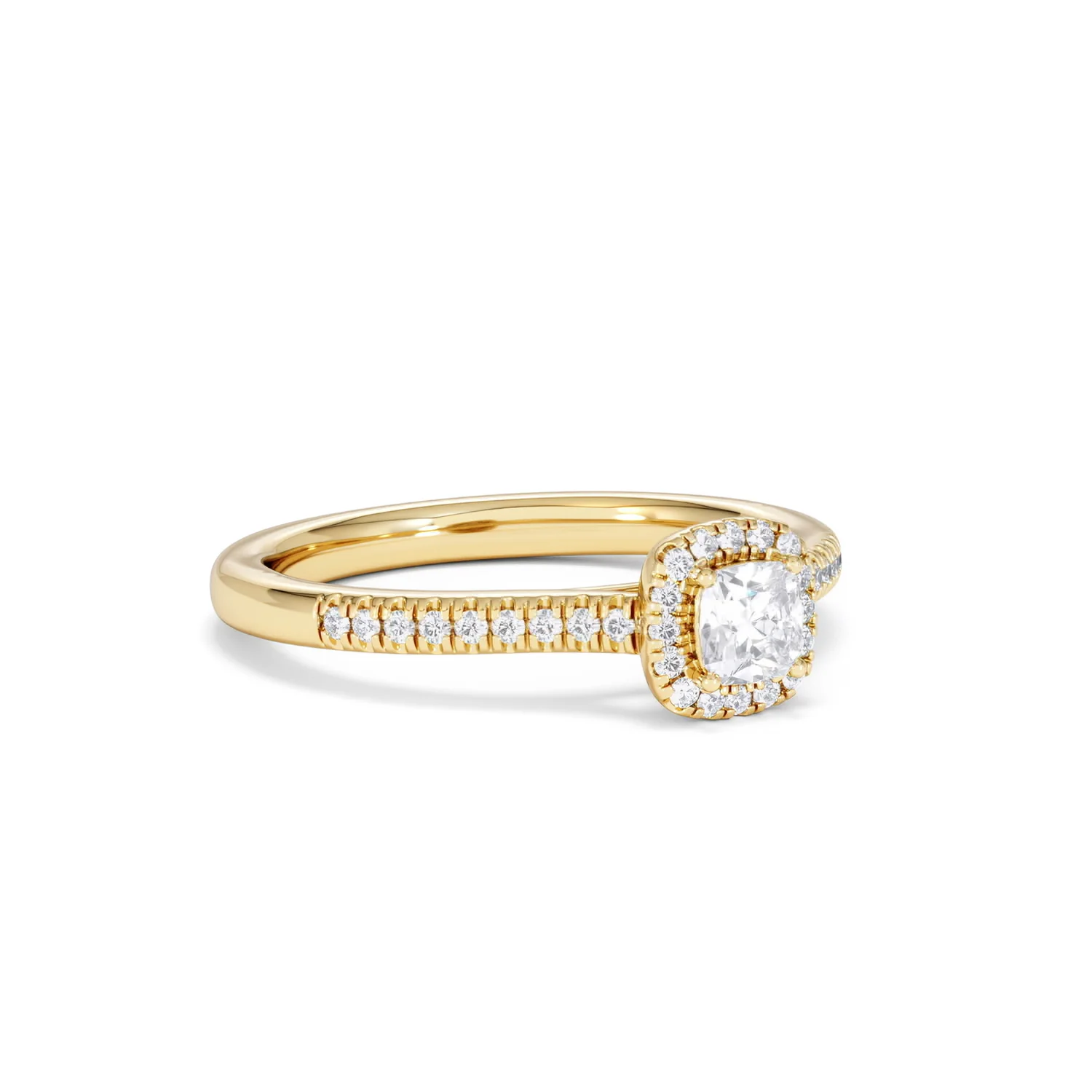Lumia Cushion Cut Lab Diamond Halo Ring 0.50ct F/VS in 18K Gold Vermeil - Image 15
