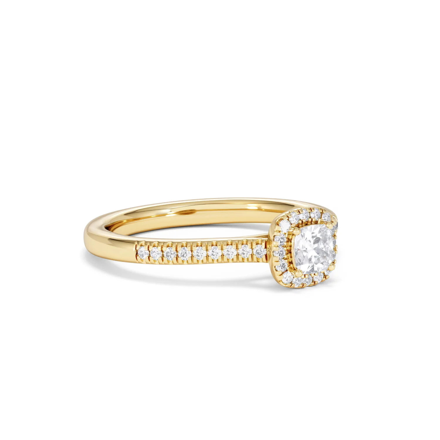 Lumia Cushion Cut Lab Diamond Halo Ring 0.50ct F/VS in 18K Gold Vermeil - Image 16