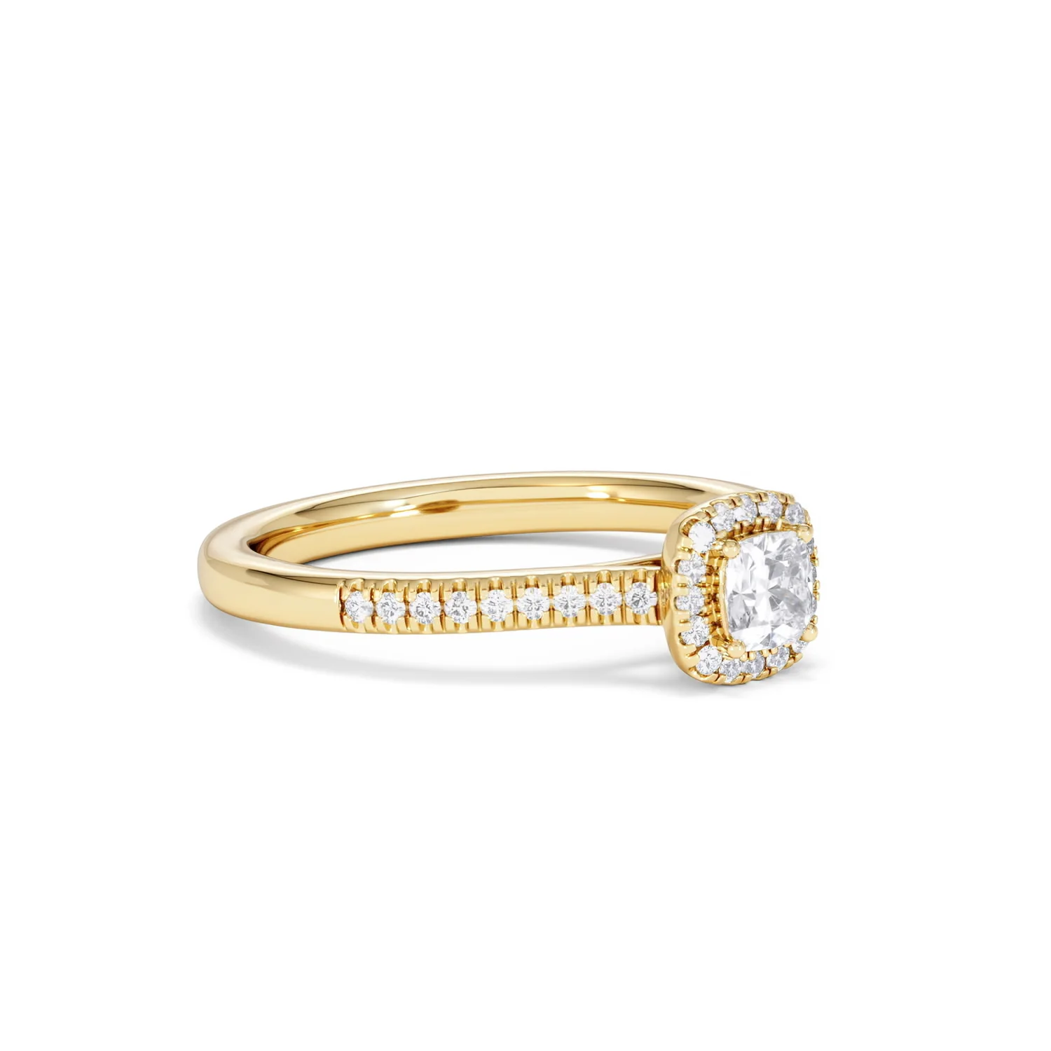 Lumia Cushion Cut Lab Diamond Halo Ring 0.50ct F/VS in 18K Gold Vermeil - Image 17