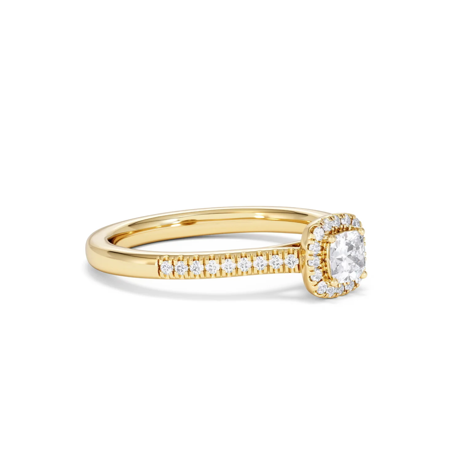 Lumia Cushion Cut Lab Diamond Halo Ring 0.50ct F/VS in 18K Gold Vermeil - Image 18