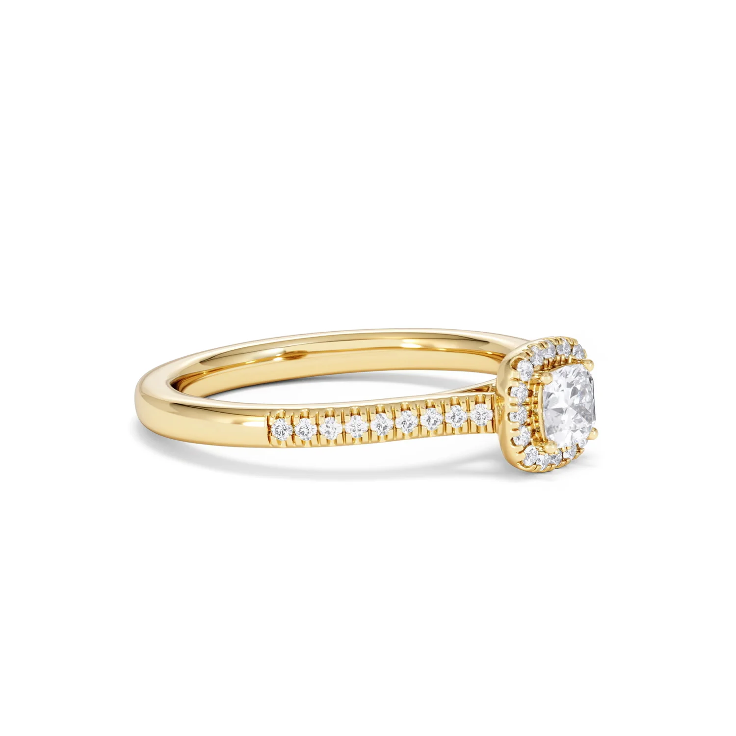 Lumia Cushion Cut Lab Diamond Halo Ring 0.50ct F/VS in 18K Gold Vermeil - Image 19