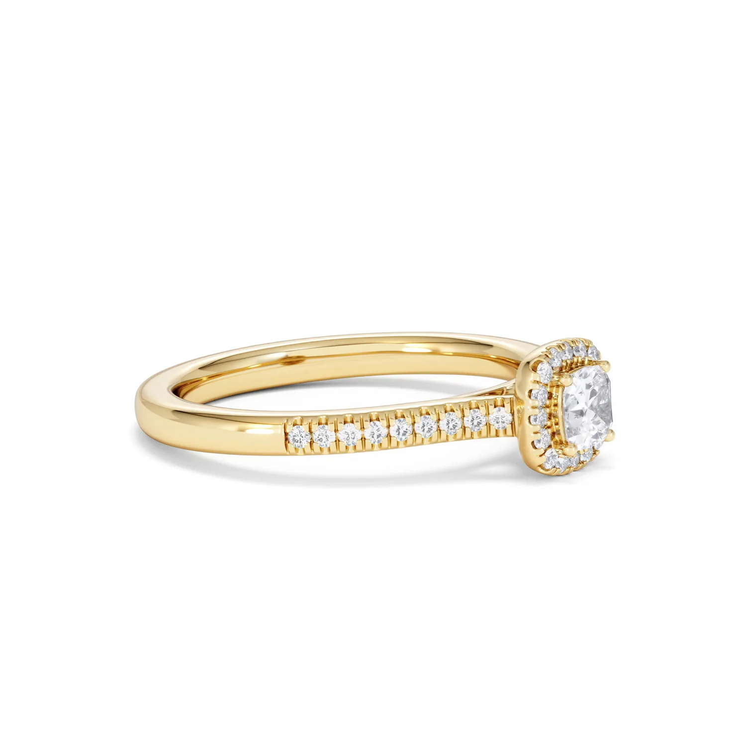 Lumia Cushion Cut Lab Diamond Halo Ring 0.50ct F/VS in 18K Gold Vermeil - Image 20