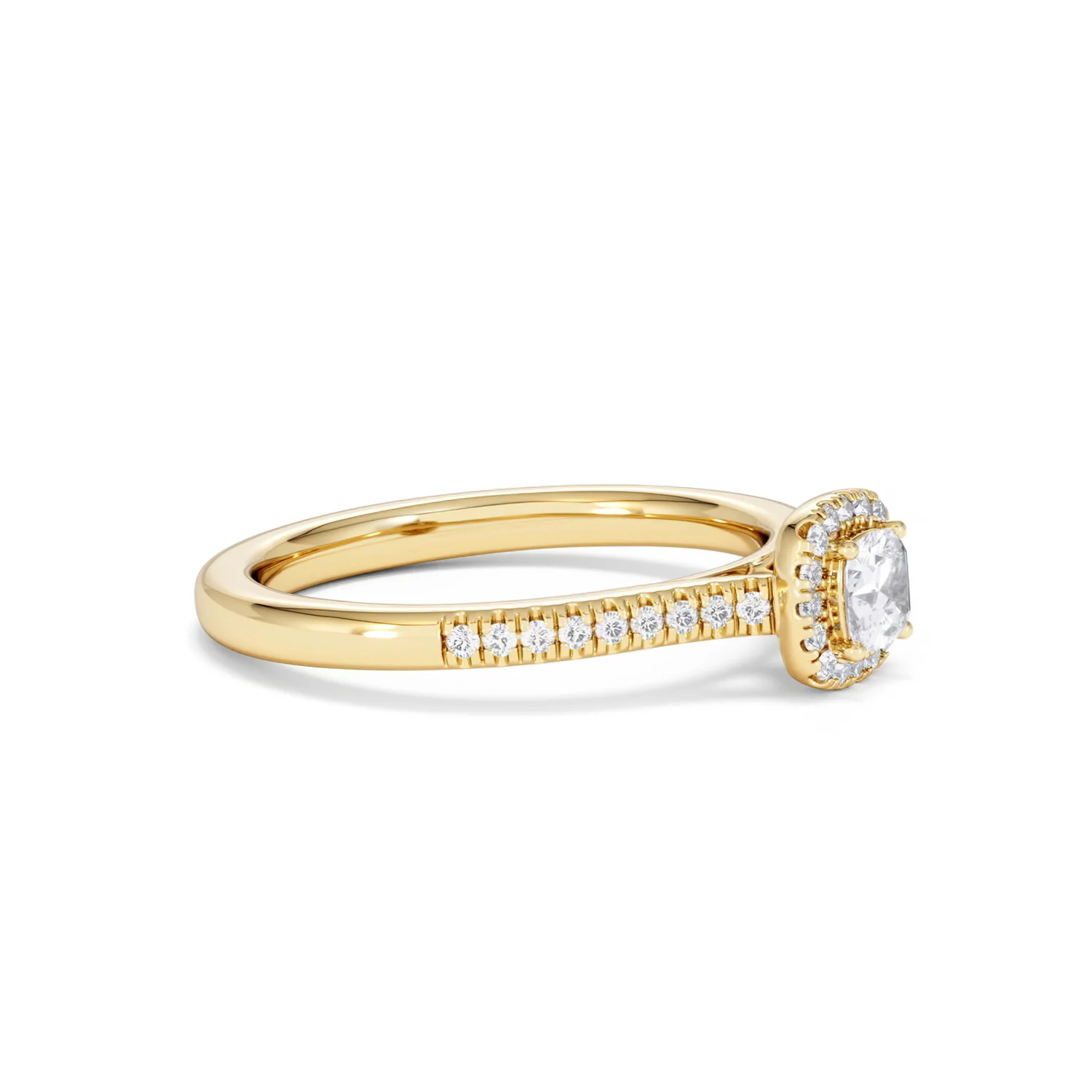 Lumia Cushion Cut Lab Diamond Halo Ring 0.50ct F/VS in 18K Gold Vermeil - Image 21