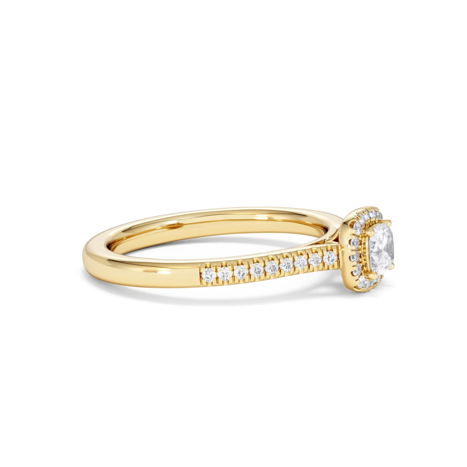 Lumia Cushion Cut Lab Diamond Halo Ring 0.50ct F/VS in 18K Gold Vermeil - Image 22