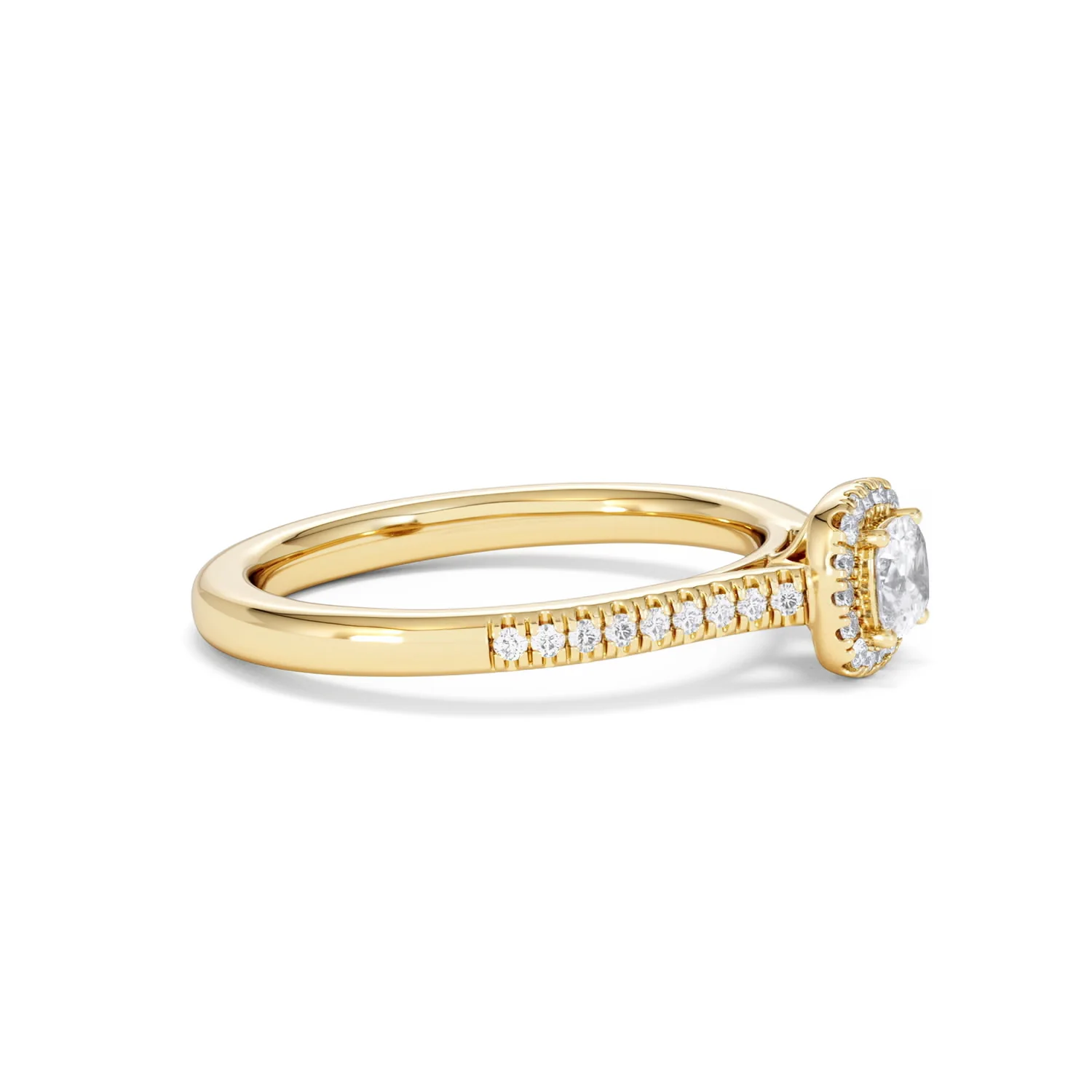 Lumia Cushion Cut Lab Diamond Halo Ring 0.50ct F/VS in 18K Gold Vermeil - Image 23
