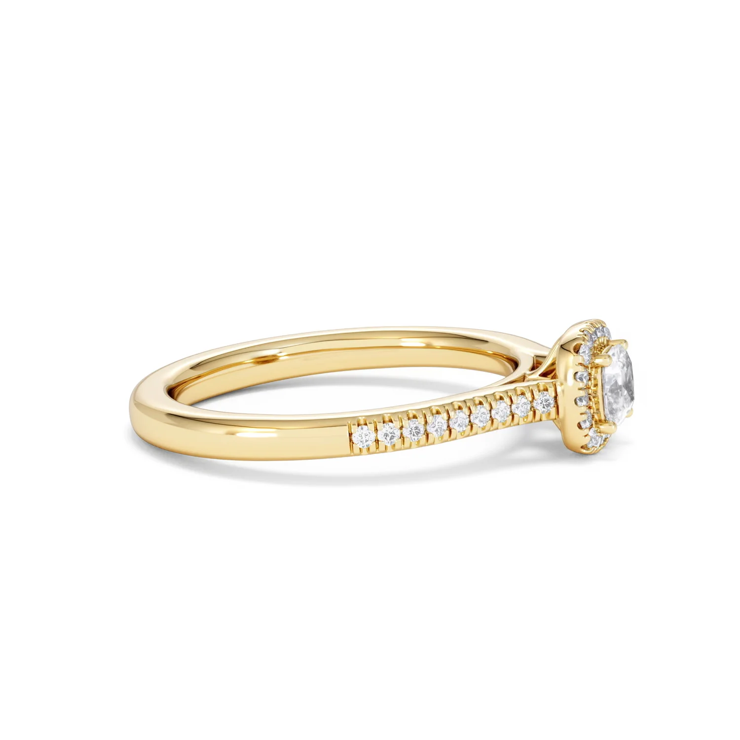 Lumia Cushion Cut Lab Diamond Halo Ring 0.50ct F/VS in 18K Gold Vermeil - Image 24