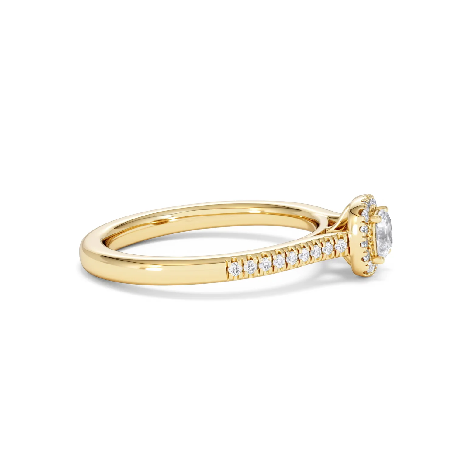 Lumia Cushion Cut Lab Diamond Halo Ring 0.50ct F/VS in 18K Gold Vermeil - Image 25