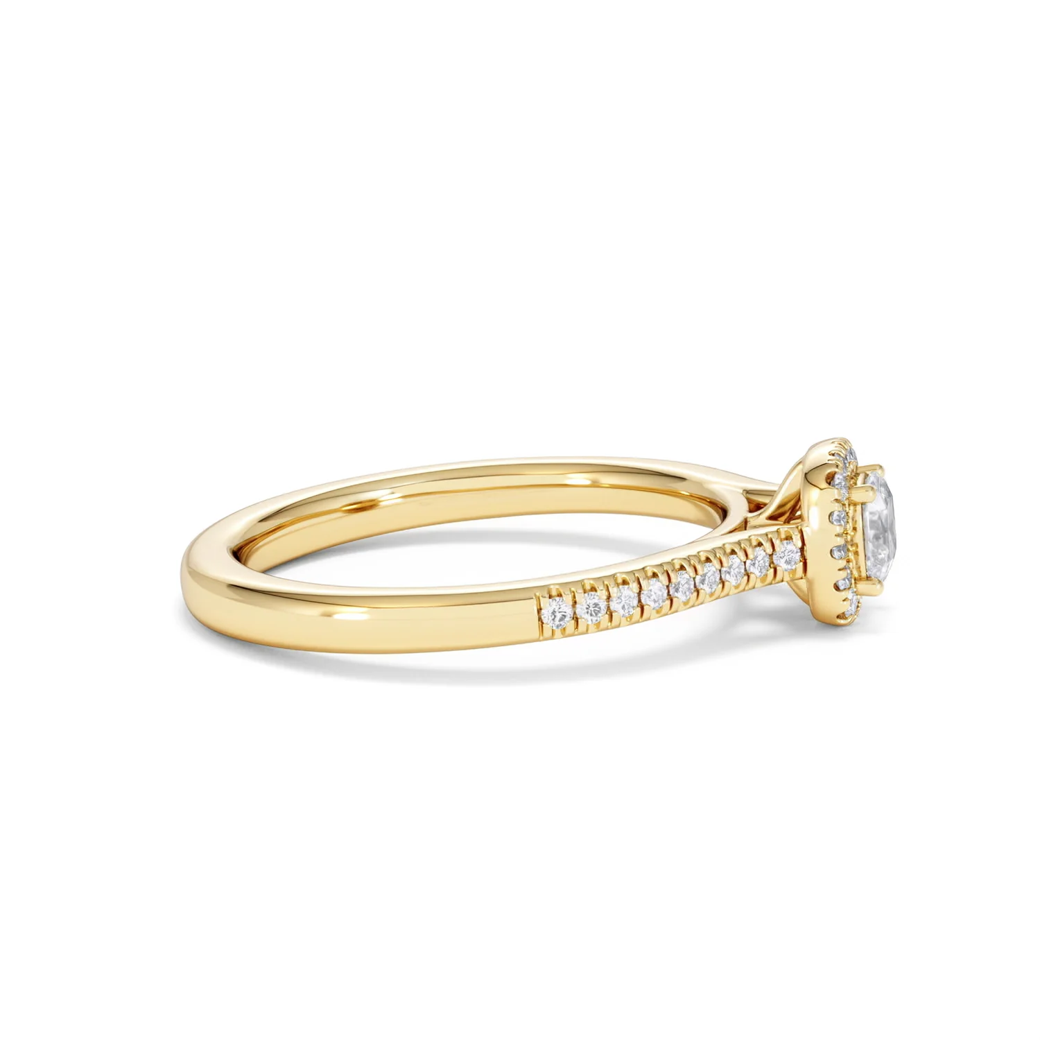 Lumia Cushion Cut Lab Diamond Halo Ring 0.50ct F/VS in 18K Gold Vermeil - Image 26