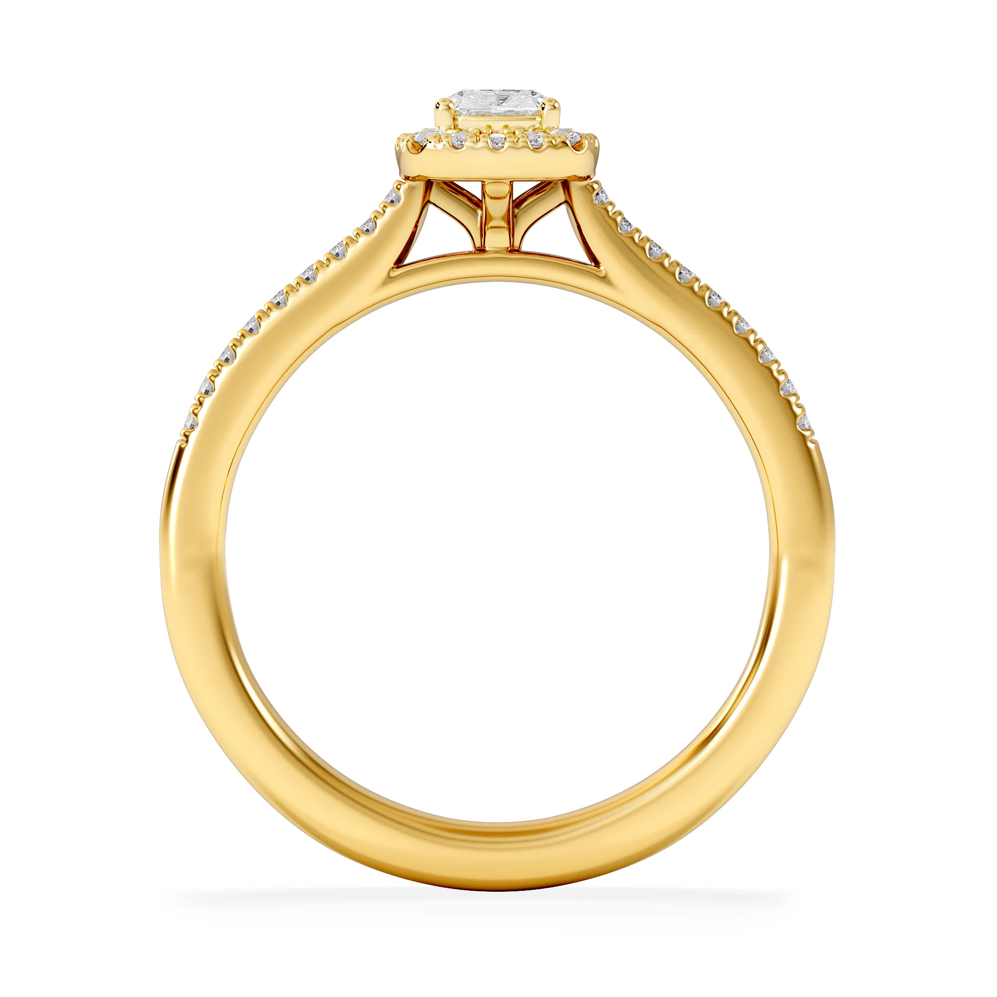 Lumia Cushion Cut Lab Diamond Halo Ring 0.50ct F/VS in 18K Gold Vermeil - Image 3