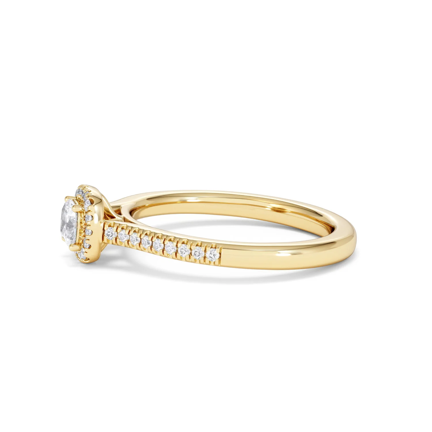 Lumia Cushion Cut Lab Diamond Halo Ring 0.50ct F/VS in 18K Gold Vermeil - Image 71