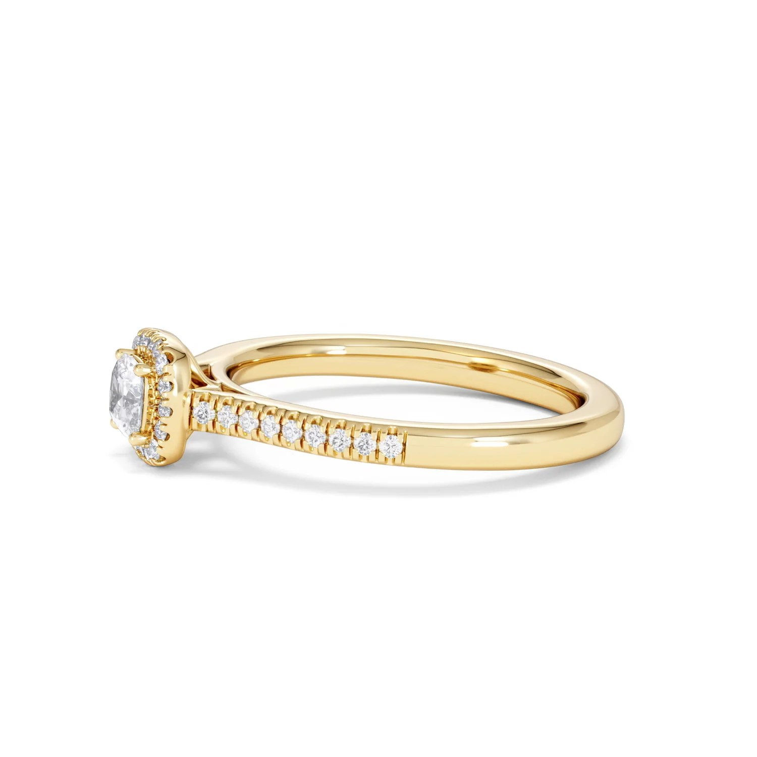 Lumia Cushion Cut Lab Diamond Halo Ring 0.50ct F/VS in 18K Gold Vermeil - Image 72