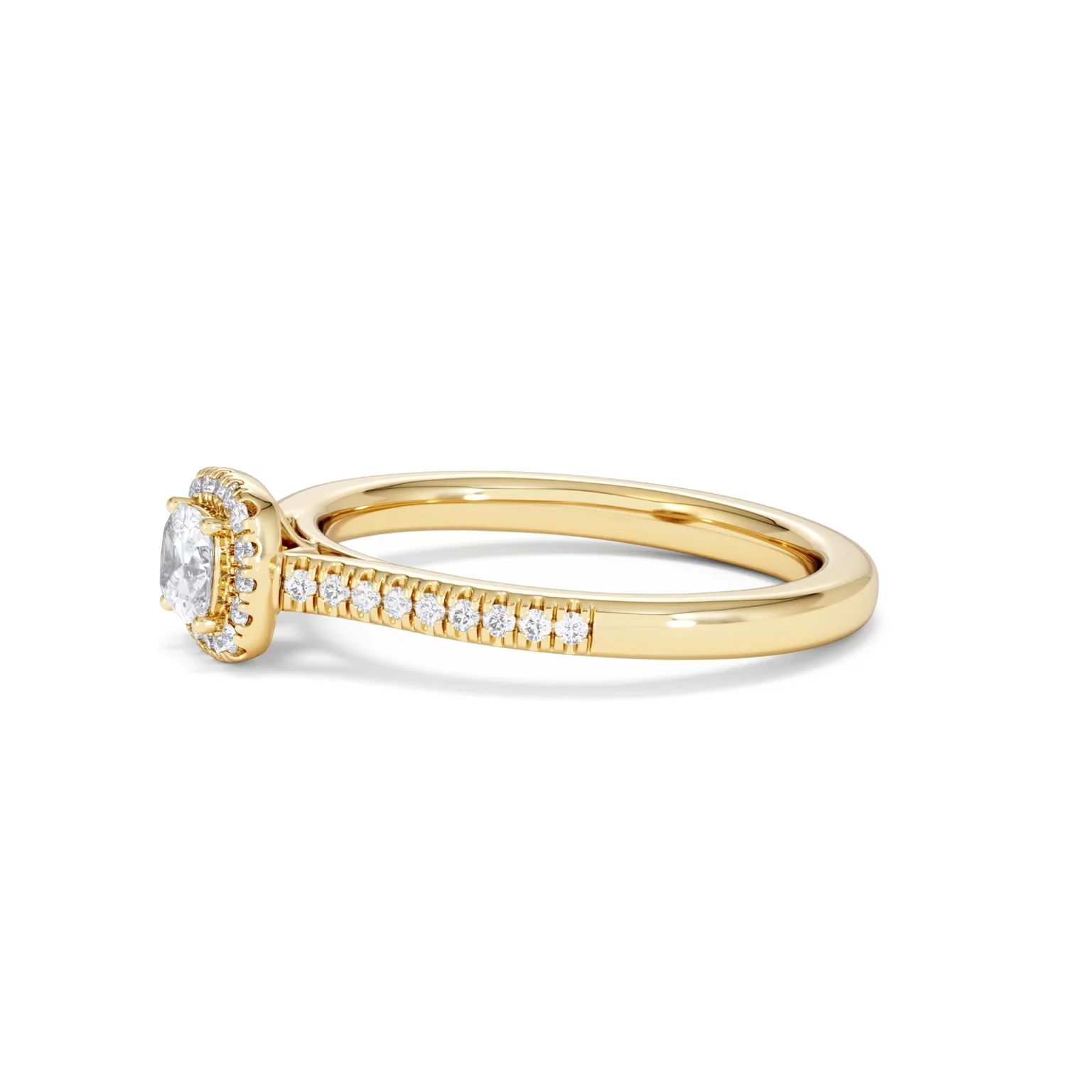 Lumia Cushion Cut Lab Diamond Halo Ring 0.50ct F/VS in 18K Gold Vermeil - Image 73
