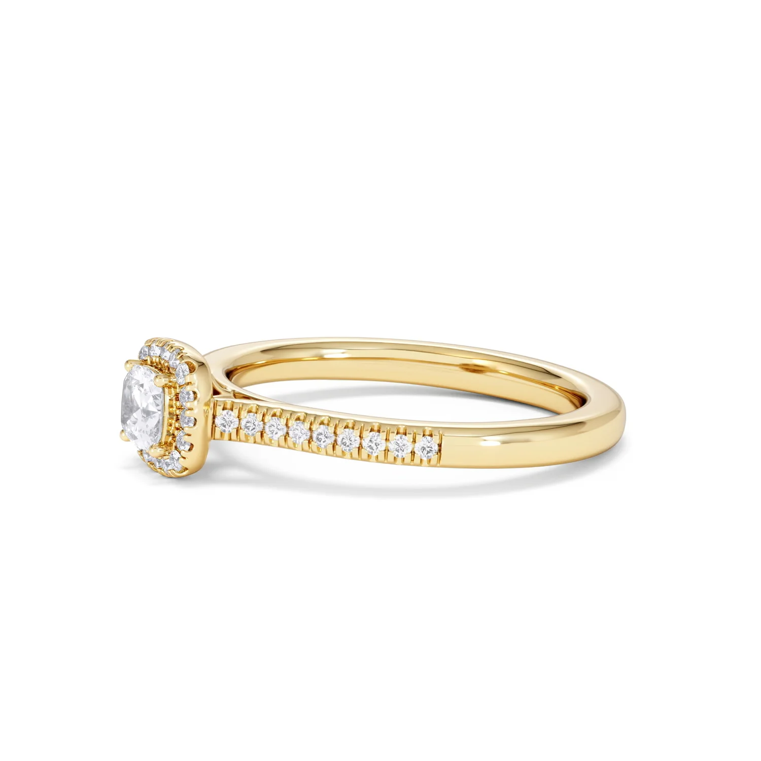 Lumia Cushion Cut Lab Diamond Halo Ring 0.50ct F/VS in 18K Gold Vermeil - Image 74