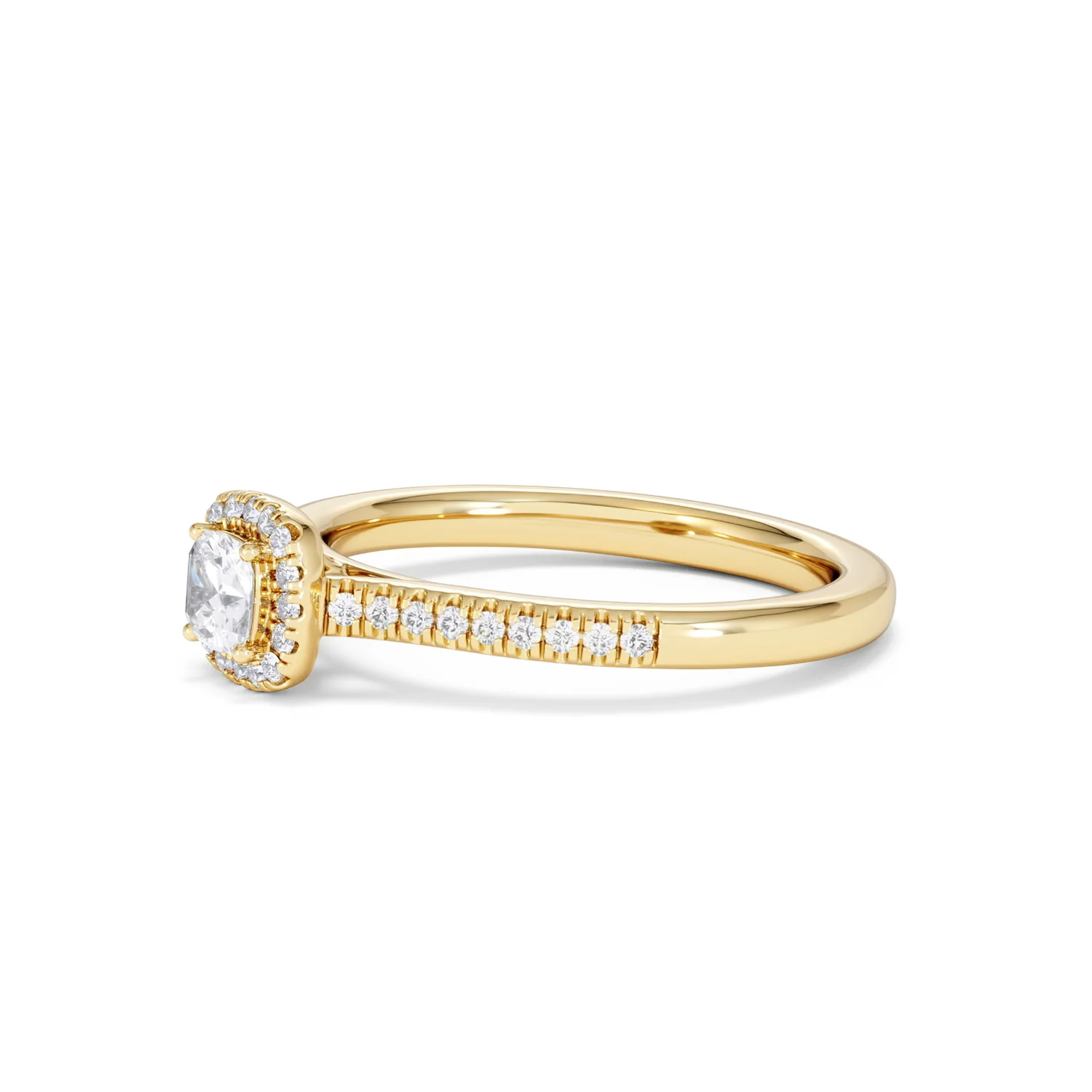 Lumia Cushion Cut Lab Diamond Halo Ring 0.50ct F/VS in 18K Gold Vermeil - Image 75