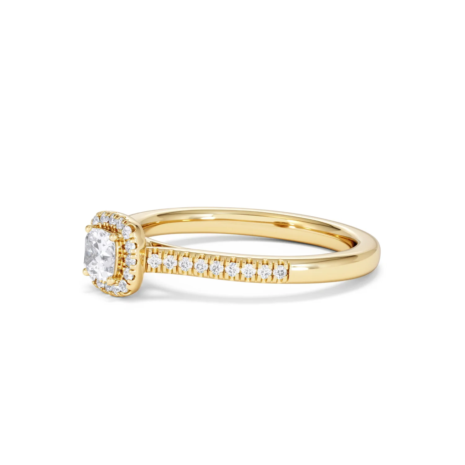 Lumia Cushion Cut Lab Diamond Halo Ring 0.50ct F/VS in 18K Gold Vermeil - Image 76