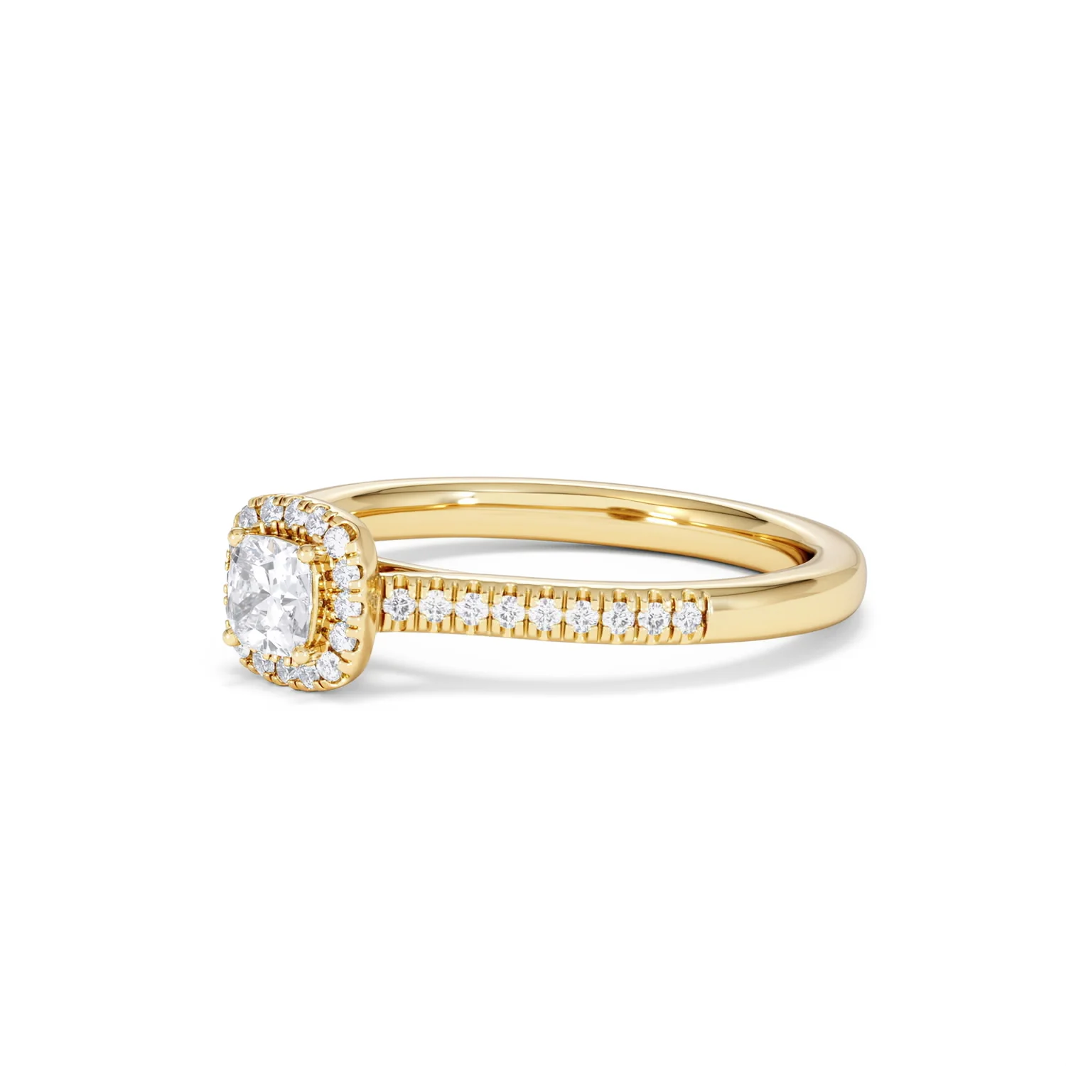 Lumia Cushion Cut Lab Diamond Halo Ring 0.50ct F/VS in 18K Gold Vermeil - Image 78