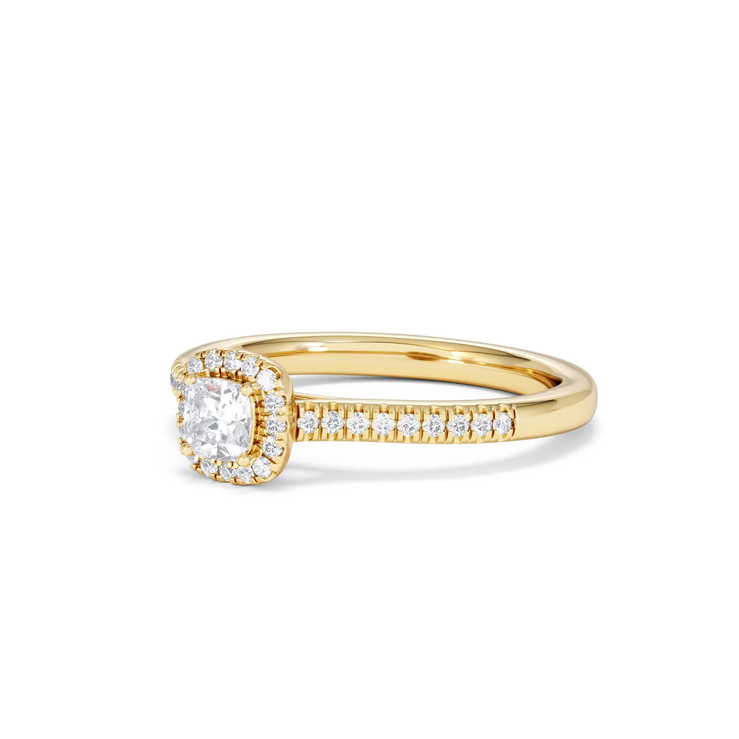 Lumia Cushion Cut Lab Diamond Halo Ring 0.50ct F/VS in 18K Gold Vermeil - Image 80