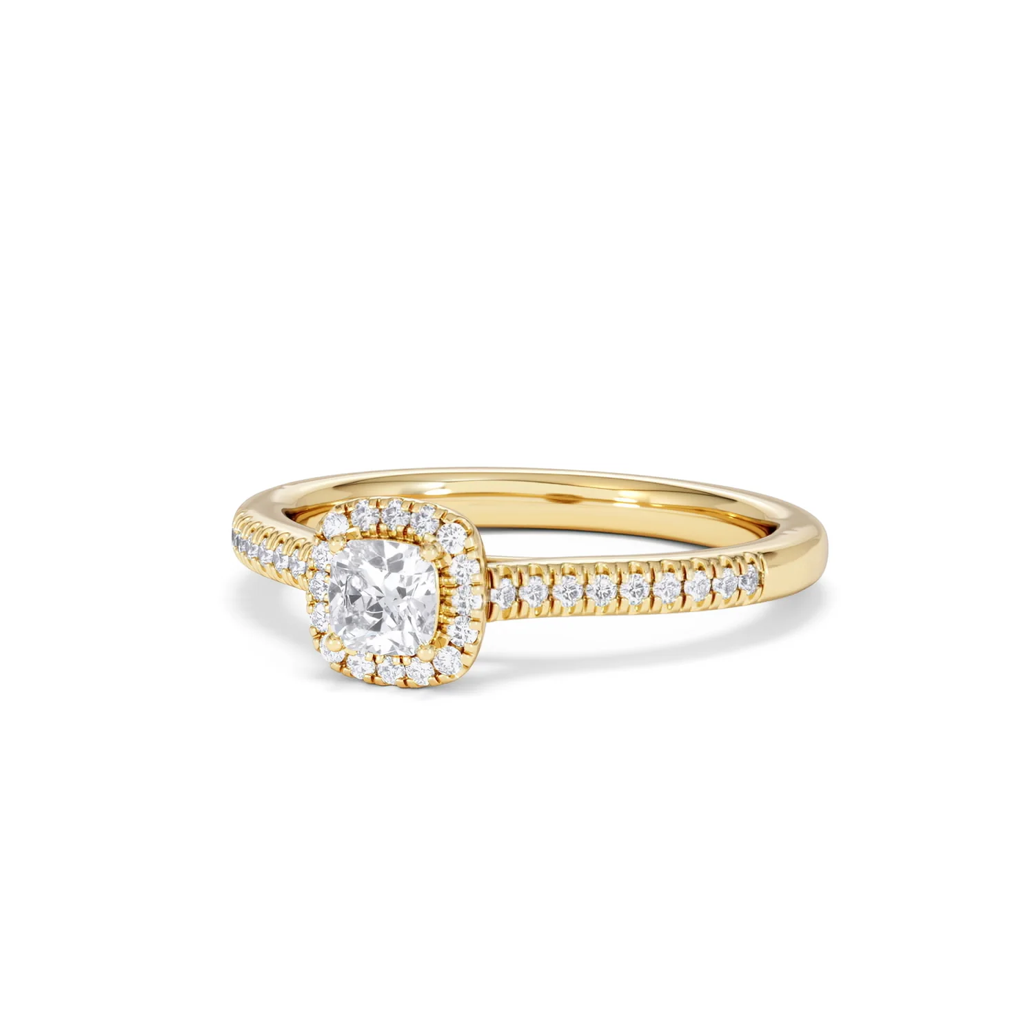 Lumia Cushion Cut Lab Diamond Halo Ring 0.50ct F/VS in 18K Gold Vermeil - Image 83