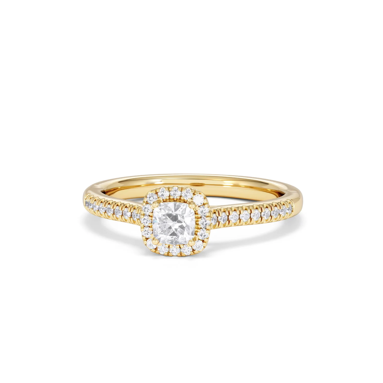 Lumia Cushion Cut Lab Diamond Halo Ring 0.50ct F/VS in 18K Gold Vermeil - Image 86